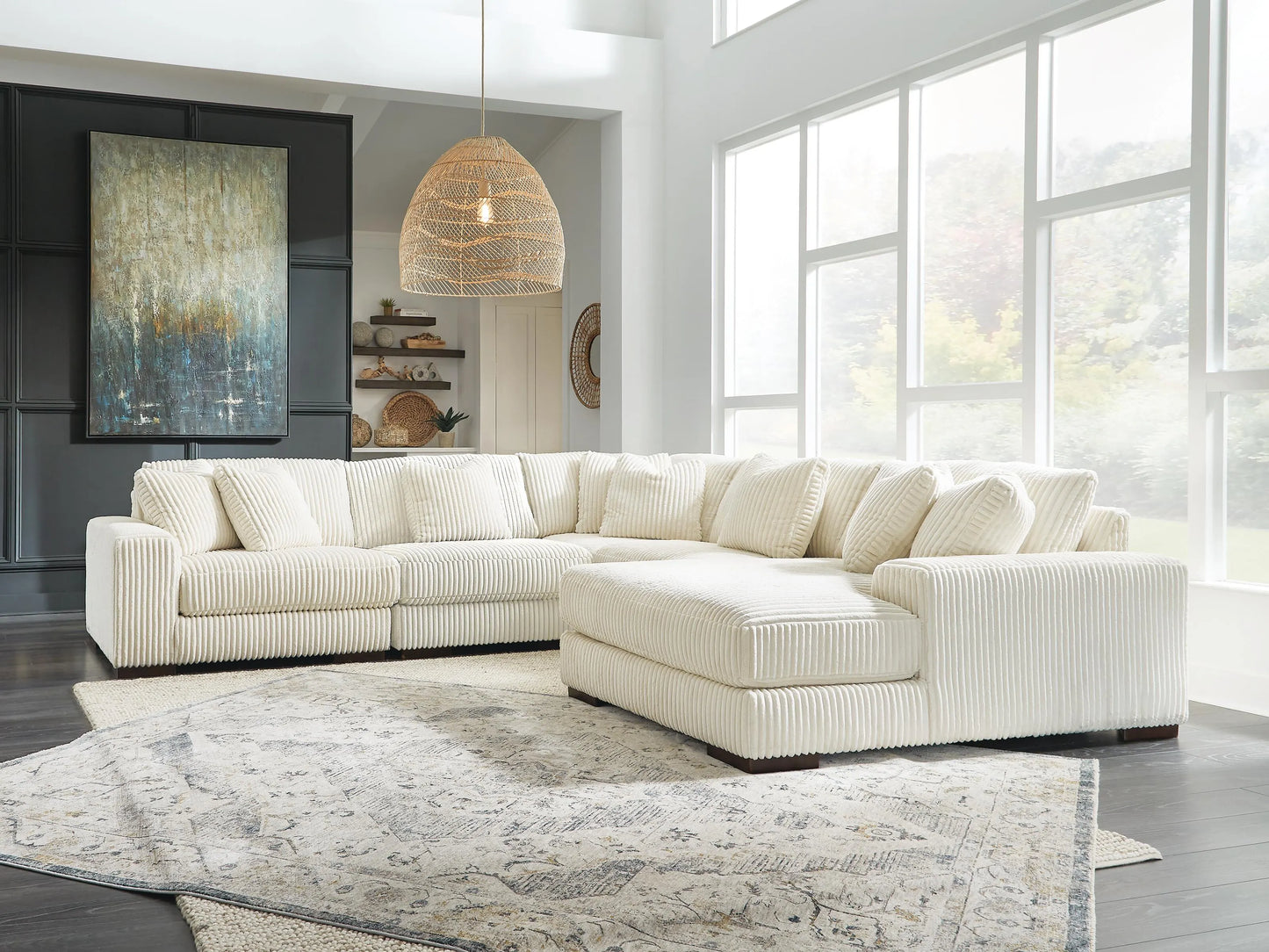 Seccional Lindyn de 5 piezas con chaise longue