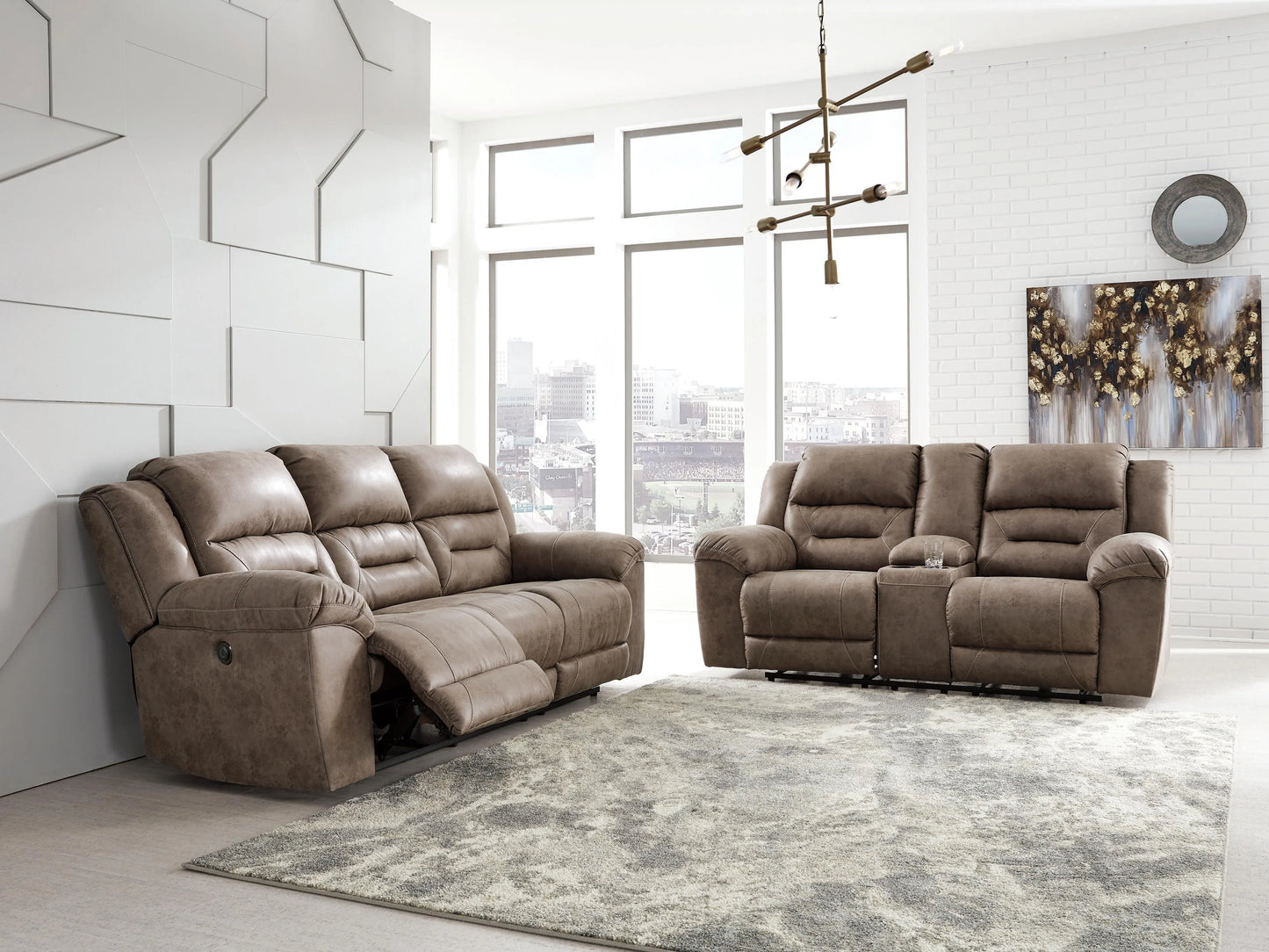 Stoneland Power Reclining Sofa and Loveseat