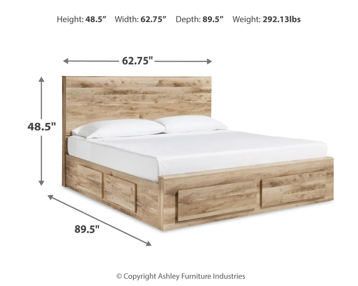 Hyanna Queen Panel Storage Bed with 2 Under Bed Storage Drawer