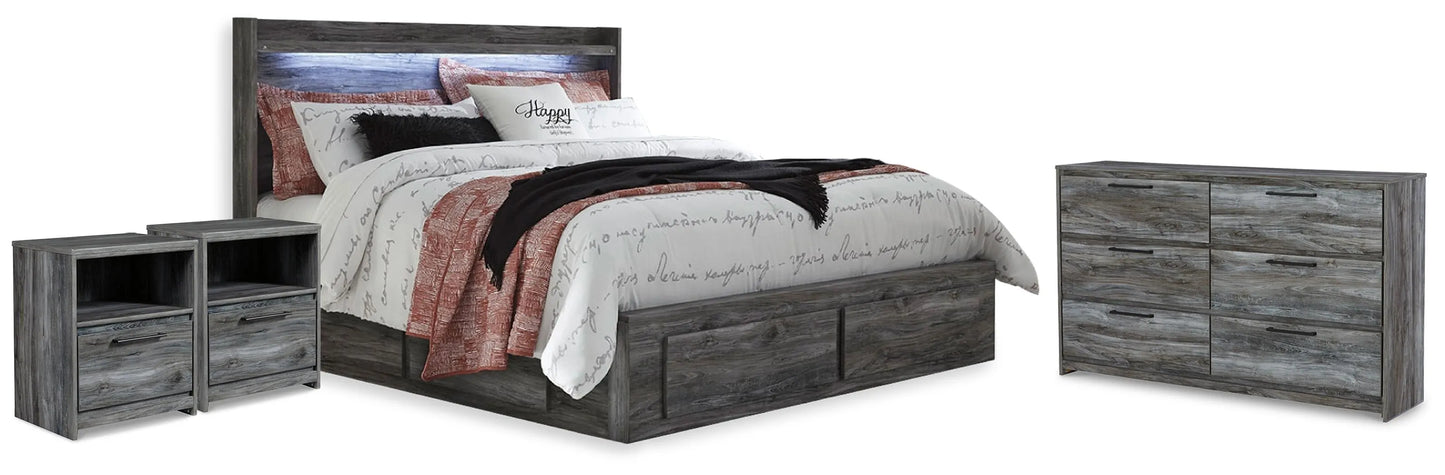 Baystorm King Storage Bed, Dresser and 2 Nightstands