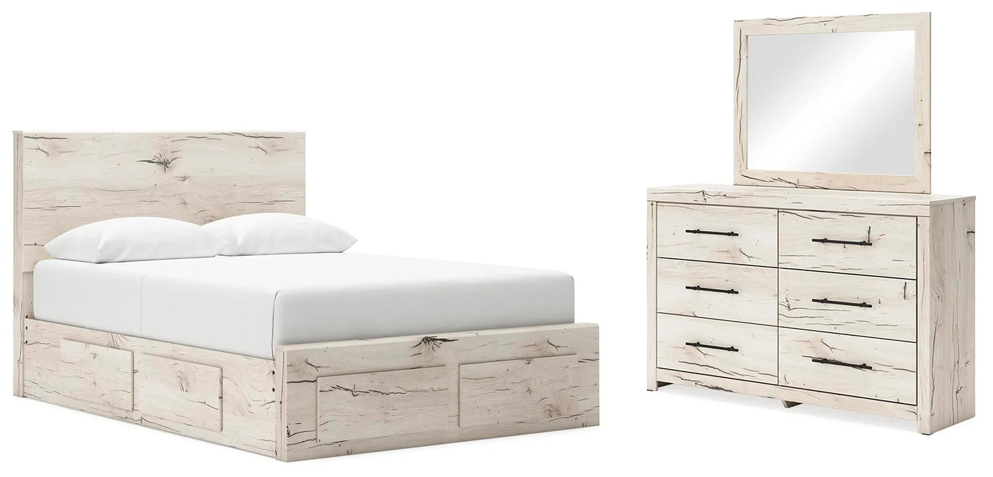 Cama Queen con almacenamiento, tocador y espejo Lawroy