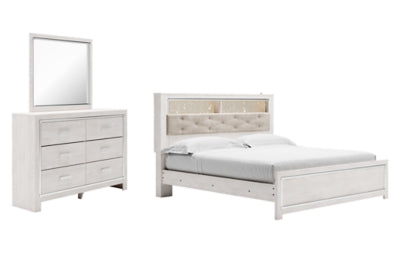 Cama, cómoda y espejo con estantes para libros Altyra King
