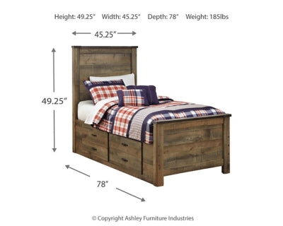Cama individual Trinell con dos cajones de almacenamiento