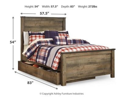 Cama Trinell de tamaño completo con 1 cajón grande de almacenamiento