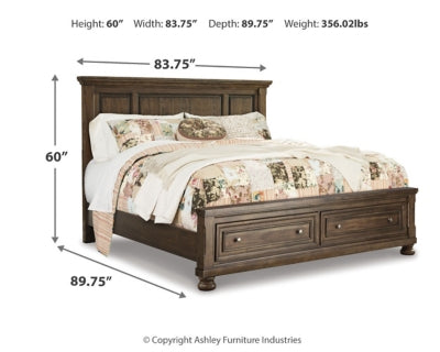 Flynnter King Panel Bed with 2 Storage Drawers