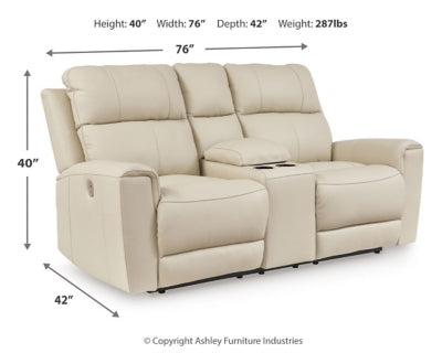 Loveseat reclinable eléctrico Dahlmoore con consola