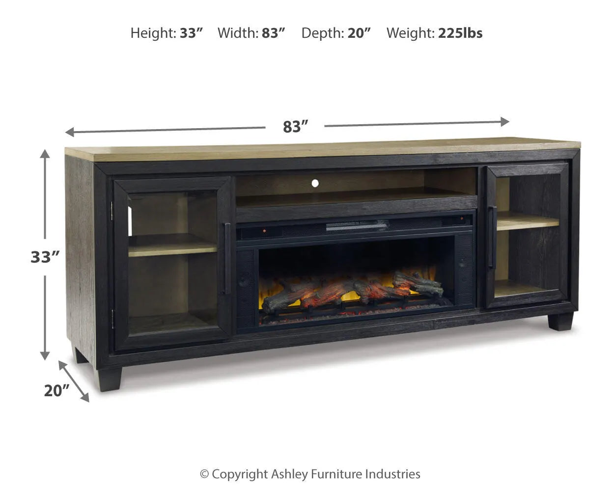 Mueble para TV Foyland de 83" con chimenea eléctrica