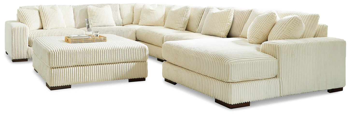 Seccional Lindyn de 6 piezas con chaise longue y otomana