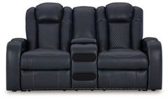 Loveseat eléctrico reclinable Fyne-Dyme con consola
