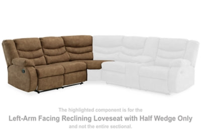 Loveseat reclinable con brazo izquierdo y media cuña Partymate