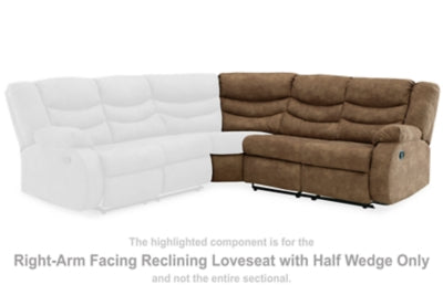 Loveseat reclinable con brazo derecho y media cuña Partymate