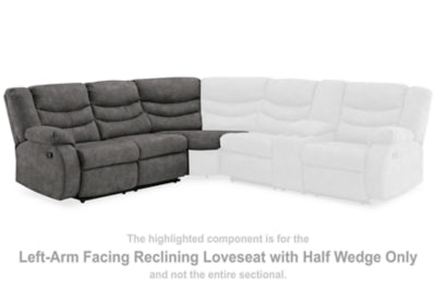 Loveseat reclinable con brazo izquierdo y media cuña Partymate