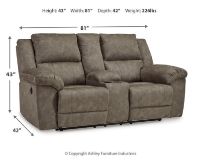 Loveseat reclinable Laresview con consola