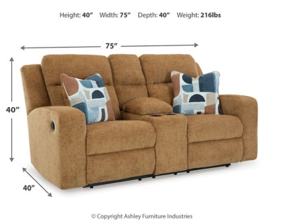 Loveseat reclinable Kanlow con consola
