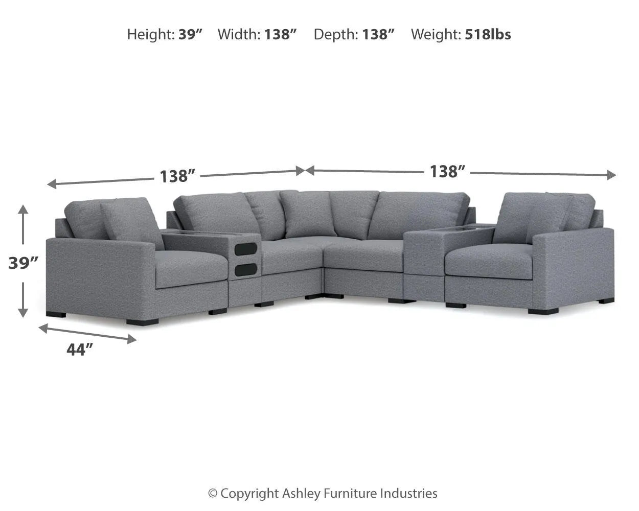 Omaha by Ashley 7-Piece Sectional with Audio and Storage Consoles