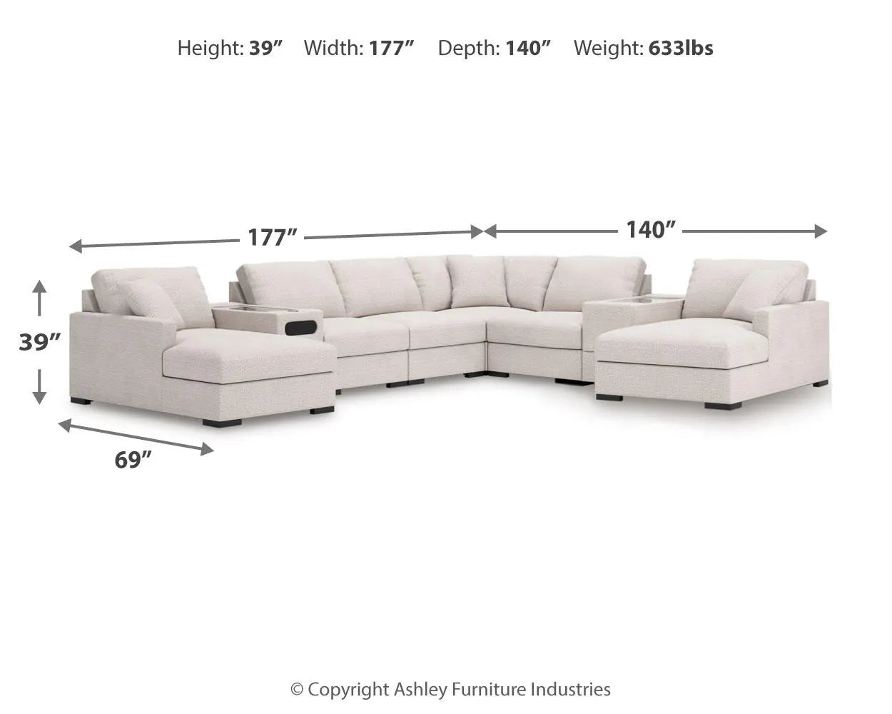 Omaha by Ashley 8-Piece Double Chaise Sectional with Audio and Storage Consoles