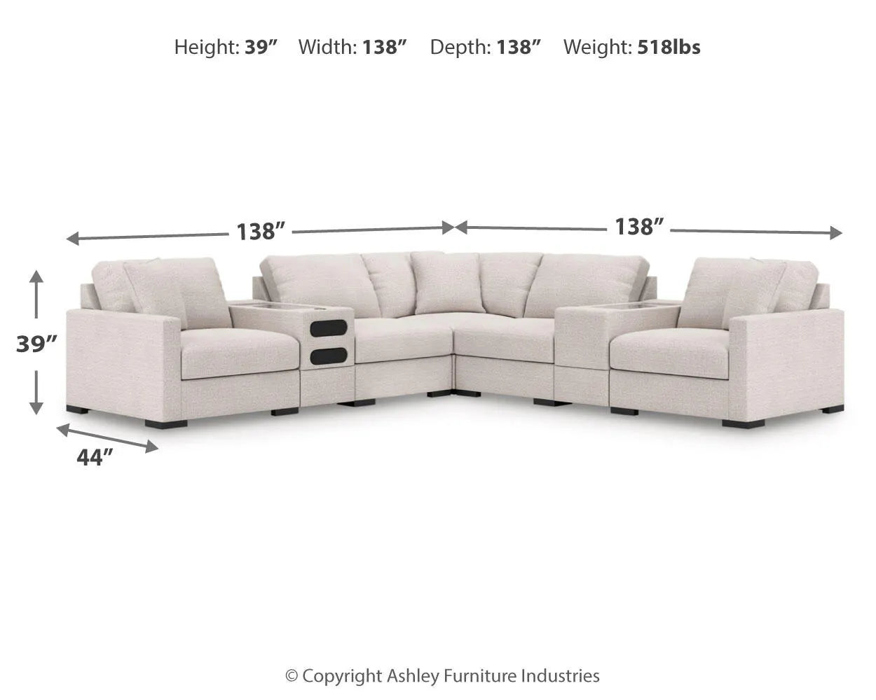Omaha by Ashley 7-Piece Sectional with Audio and Storage Consoles