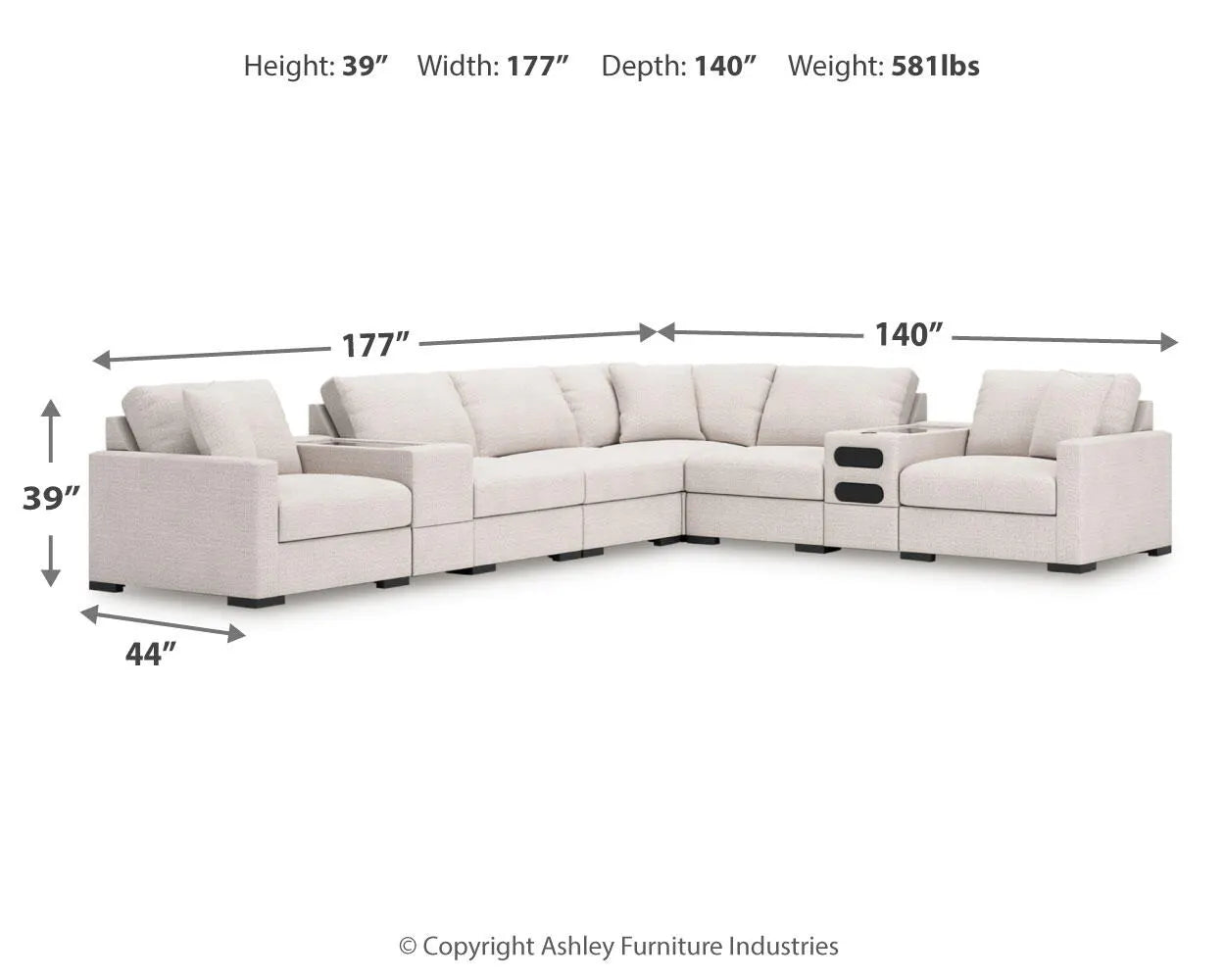 Omaha by Ashley 8-Piece Sectional with Audio and Storage Consoles