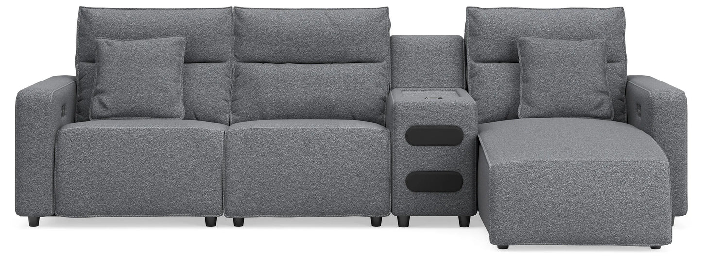 ModMax II 4-Piece Reclining Sectional with Chaise and Audio Console