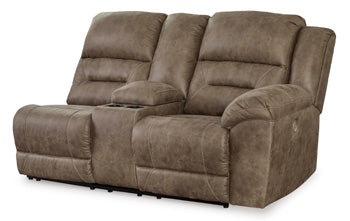 Loveseat reclinable eléctrico Ravenel con brazo derecho y consola