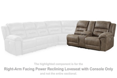 Loveseat reclinable eléctrico Ravenel con brazo derecho y consola