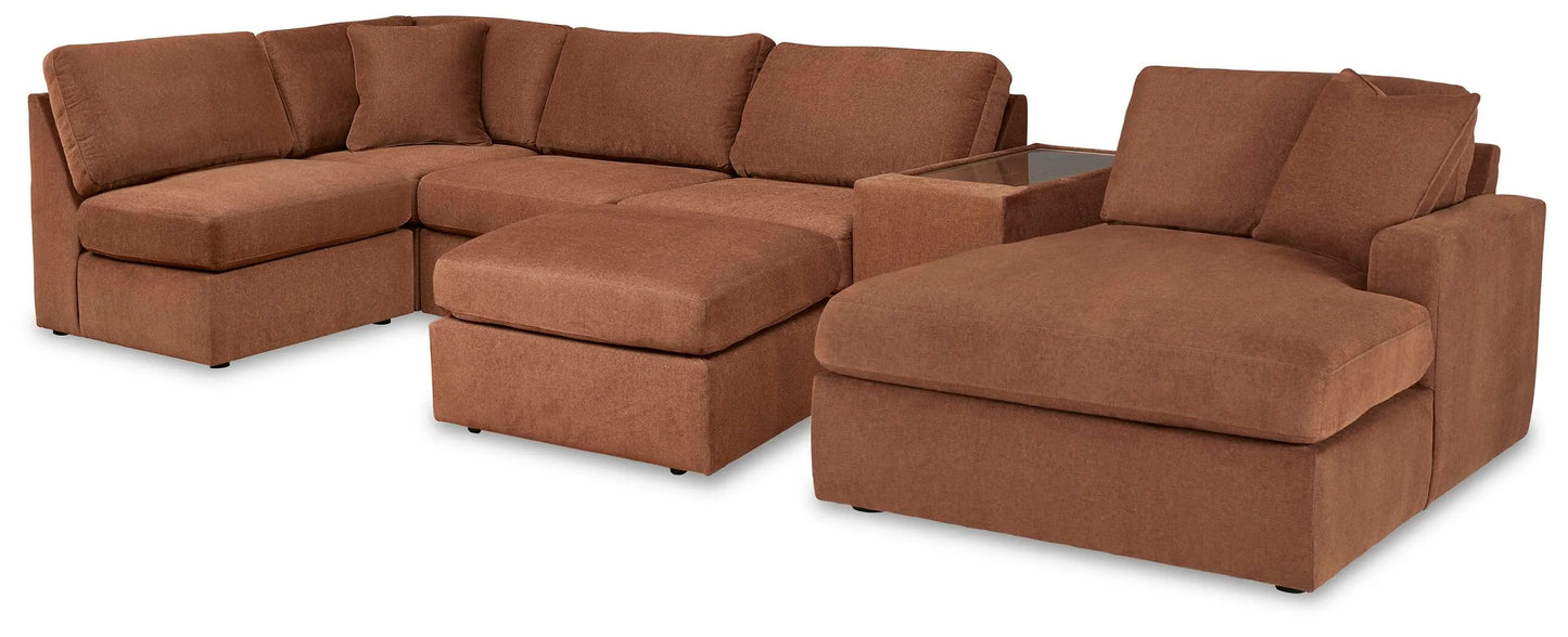 Seccional Modmax de 6 piezas con chaise longue y otomana