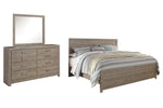 Cama King con paneles, tocador y espejo Culverbach