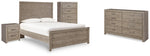 Cama completa Culverbach con panel, cómoda, arcón y mesita de noche