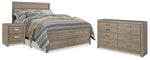 Cama Queen con paneles, cómoda y mesita de noche Culverbach