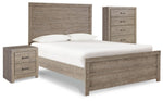Cama Culverbach con paneles completos, cómoda y mesita de noche
