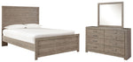 Cama Culverbach con paneles completos, tocador y espejo