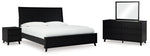 Cama King con paneles Danziar, tocador, espejo y mesita de noche