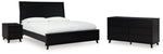 Cama Queen con paneles, cómoda y mesita de noche Danziar