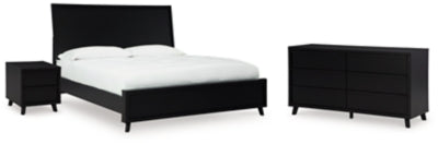 Cama Queen con paneles, cómoda y mesita de noche Danziar