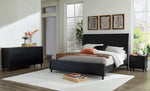 Cama Queen con paneles, cómoda y mesita de noche Danziar