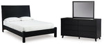 Cama Queen con paneles, tocador y espejo Danziar