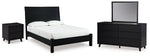 Cama Queen con paneles, tocador y espejo Danziar