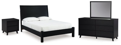 Cama Queen con paneles, tocador y espejo Danziar