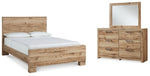 Cama King Hyanna con paneles, tocador y espejo