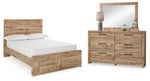 Cama Hyanna con almacenamiento de paneles completos, tocador y espejo