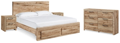 Cama Queen Hyanna con almacenaje, cómoda y dos mesitas de noche
