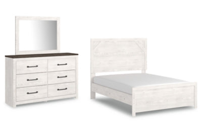 Cama Gerridan con paneles completos, tocador y espejo
