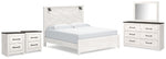 Cama Gerridan King con paneles, tocador, espejo y dos mesitas de noche