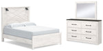 Cama Queen con paneles, tocador y espejo Gerridan
