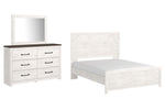 Cama Queen con paneles, tocador y espejo Gerridan