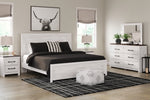 Cama Gerridan King con paneles, tocador con espejo y mesita de noche