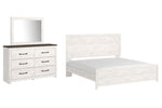 Cama King con paneles, tocador y espejo Gerridan