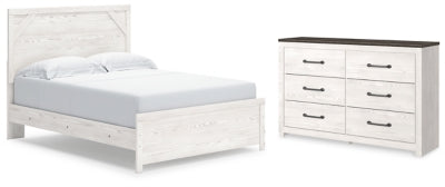 Cama Queen con paneles y cómoda Gerridan
