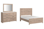 Cama Senniberg de tamaño completo, cómoda y espejo