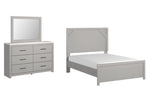 Cama completa Cottonburg con panel, tocador y espejo